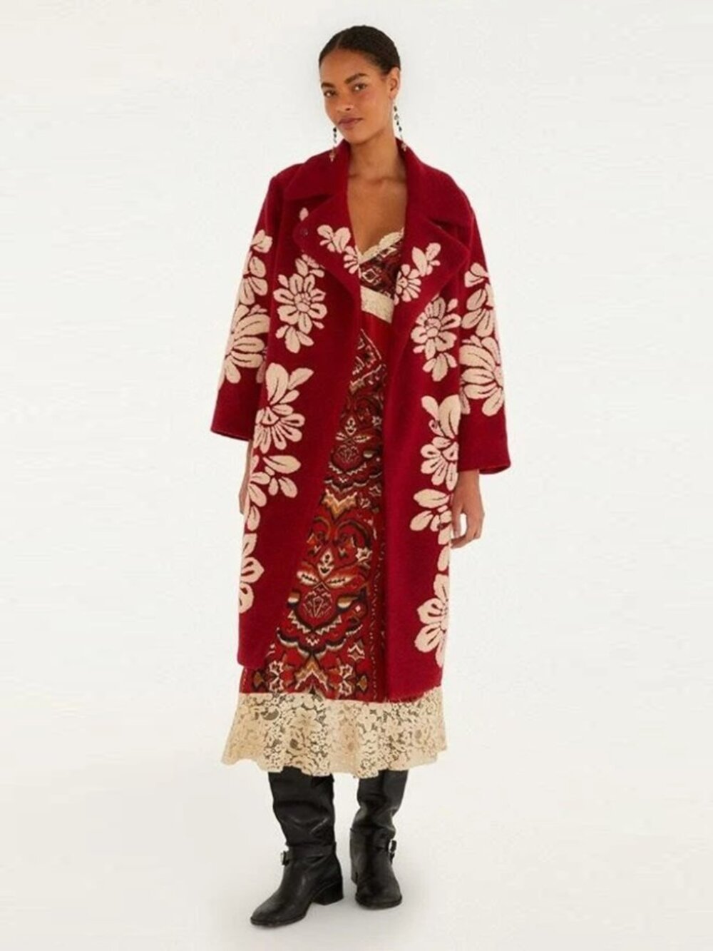 FARM RIO Burgundy Bold Flowers Coat *SOLD OUT ONLINE* - Size XL - Picture 2 of 12